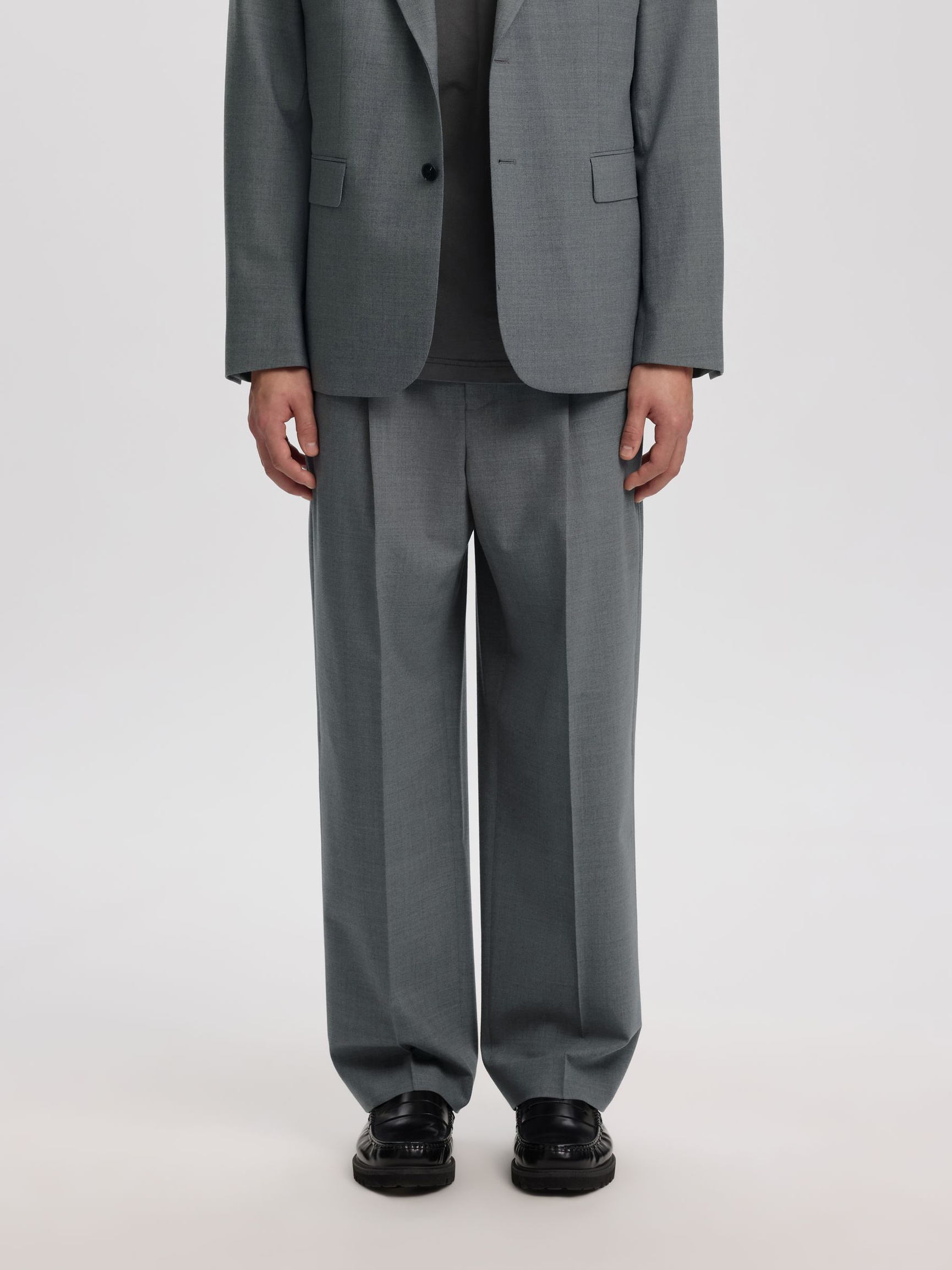 LAINE MÉLANGÉE PANTALON AMPLE, Light Grey Melange, highres