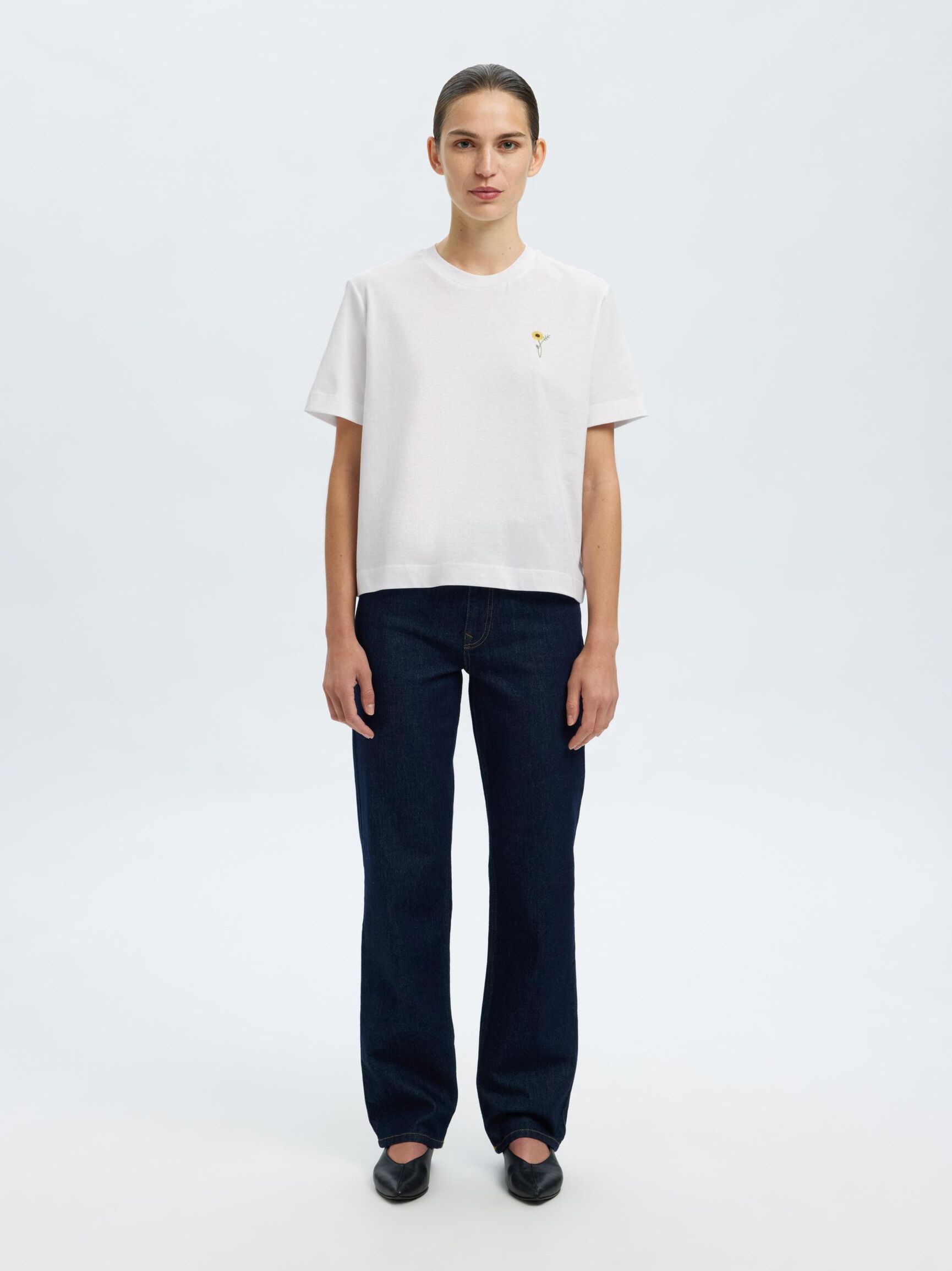 EMBROIDERED CREWNECK T-SHIRT, Bright White, highres