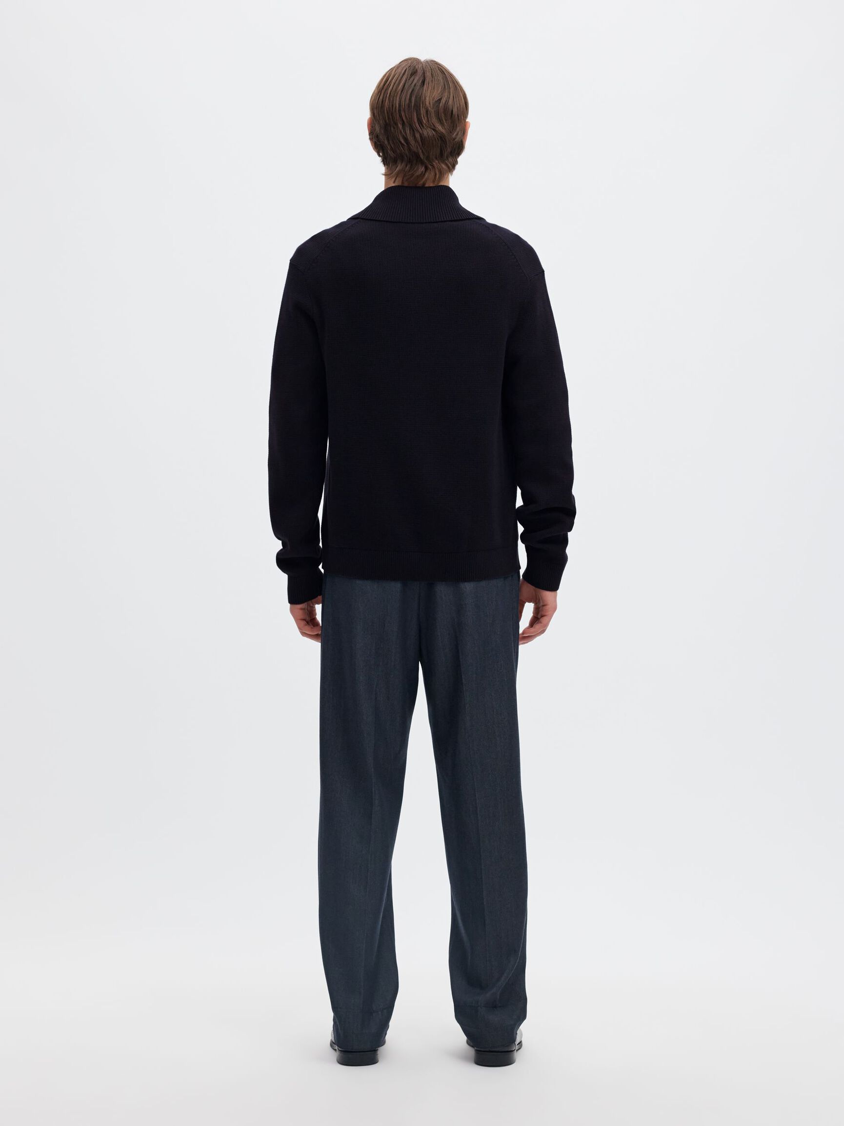 ORGANIC COTTON SHAWL COLLAR CARDIGAN, Sky Captain, highres