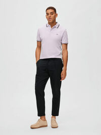 SLIM TAPERED LINEN BLEND TROUSERS, Black, highres