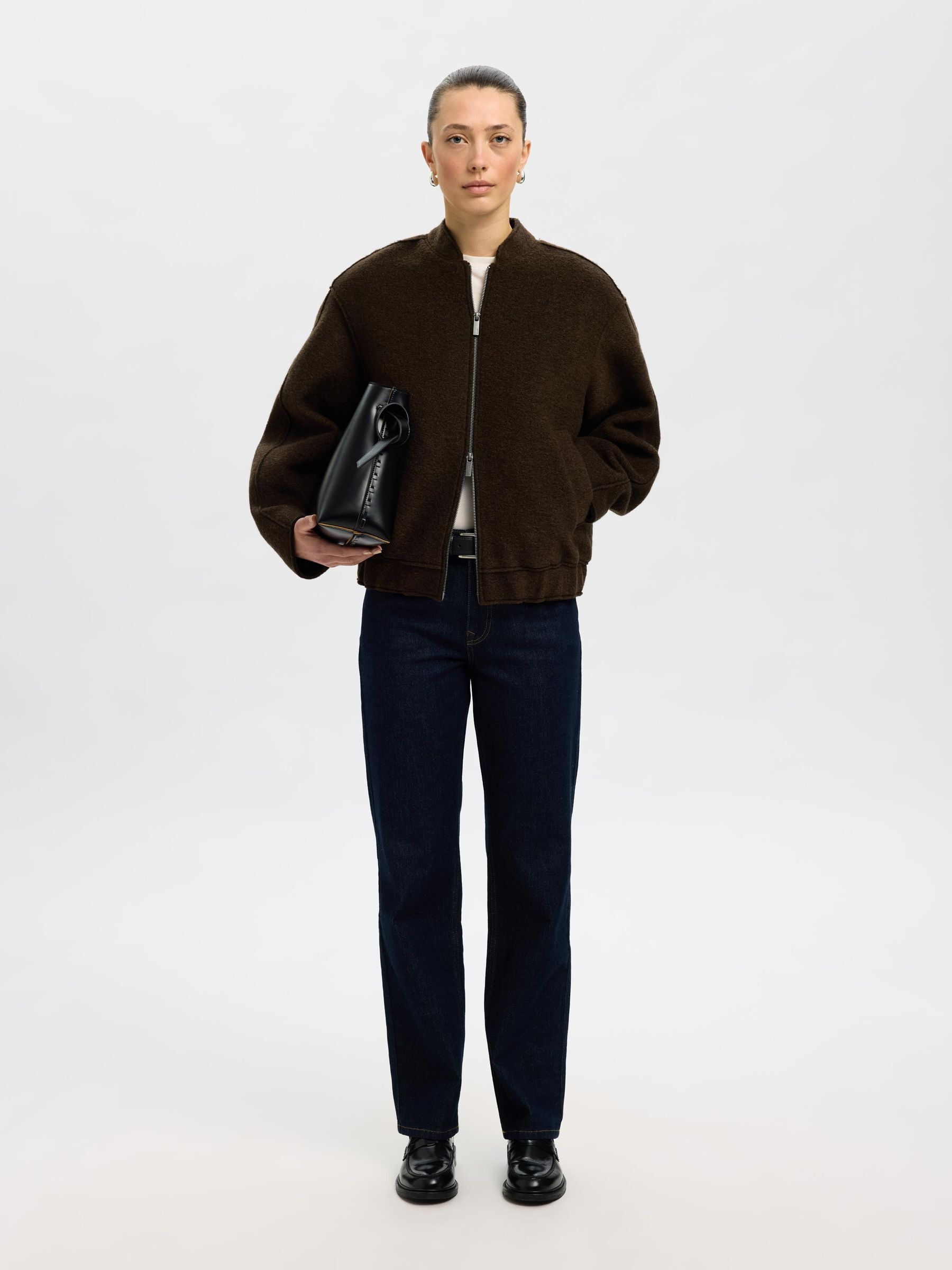 WOOL BLEND BOMBER JACKET, Delicioso, highres