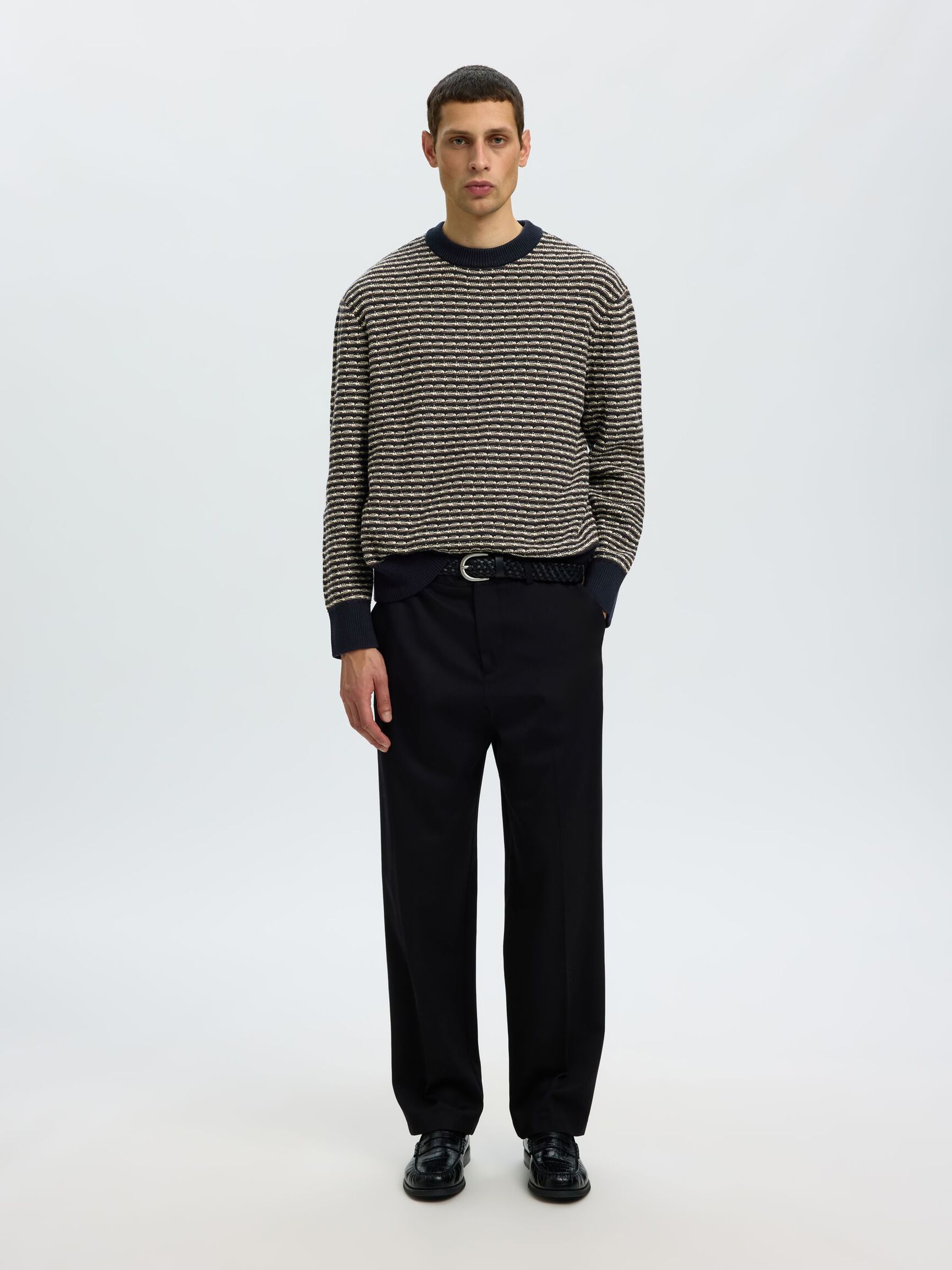 COTTON CREWNECK JUMPER, Sky Captain, highres
