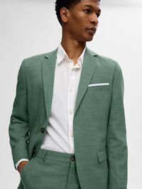 SLIM FIT EINREIHIGER BLAZER, Light Green Melange, highres