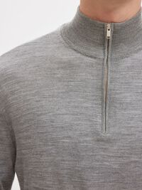 SWETER Z KRÓTKIM ZAMKIEM, Medium Grey Melange, highres