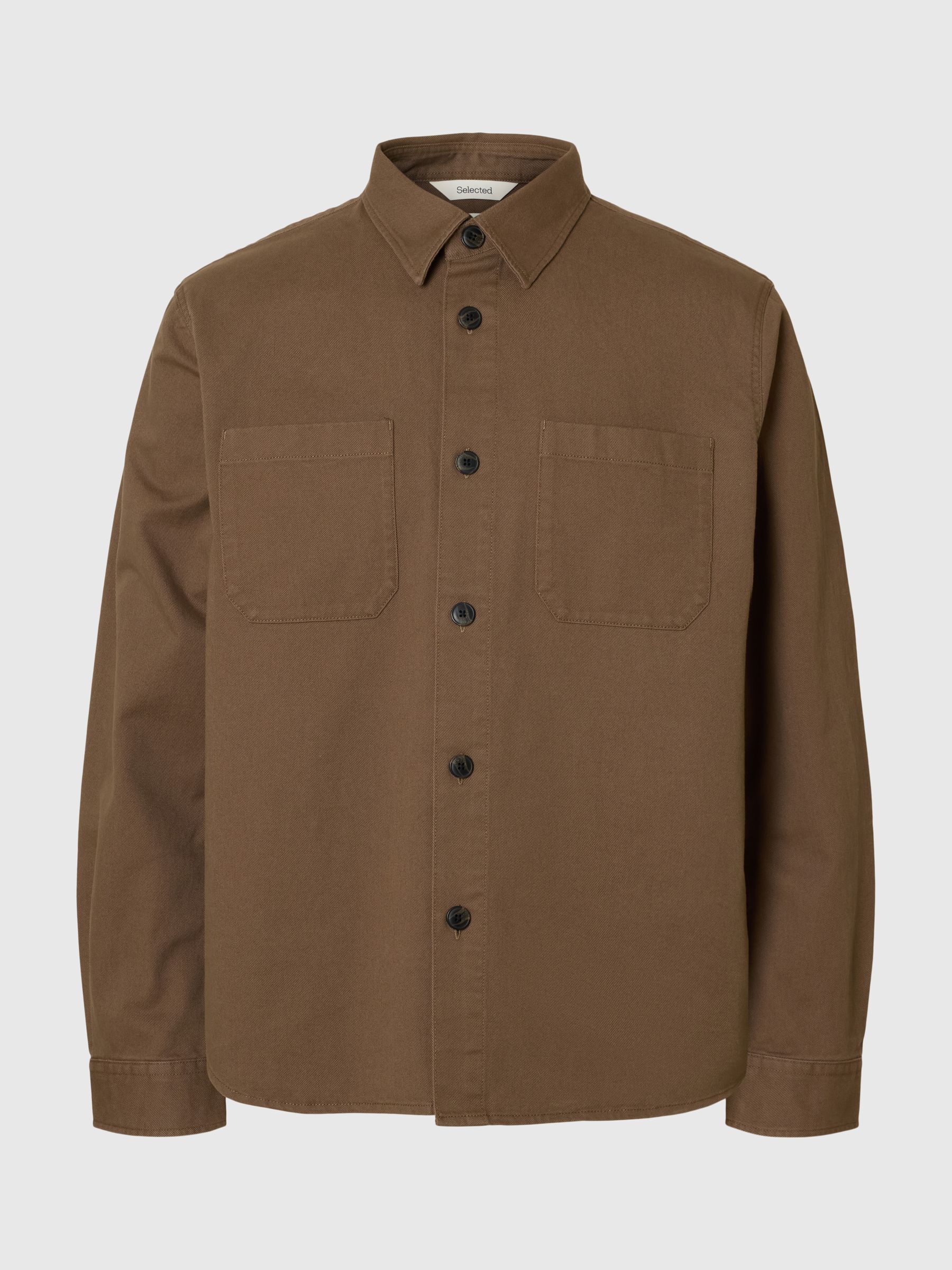 REGULAR FIT TWILL OVERSHIRT, Chocolate Chip, highres