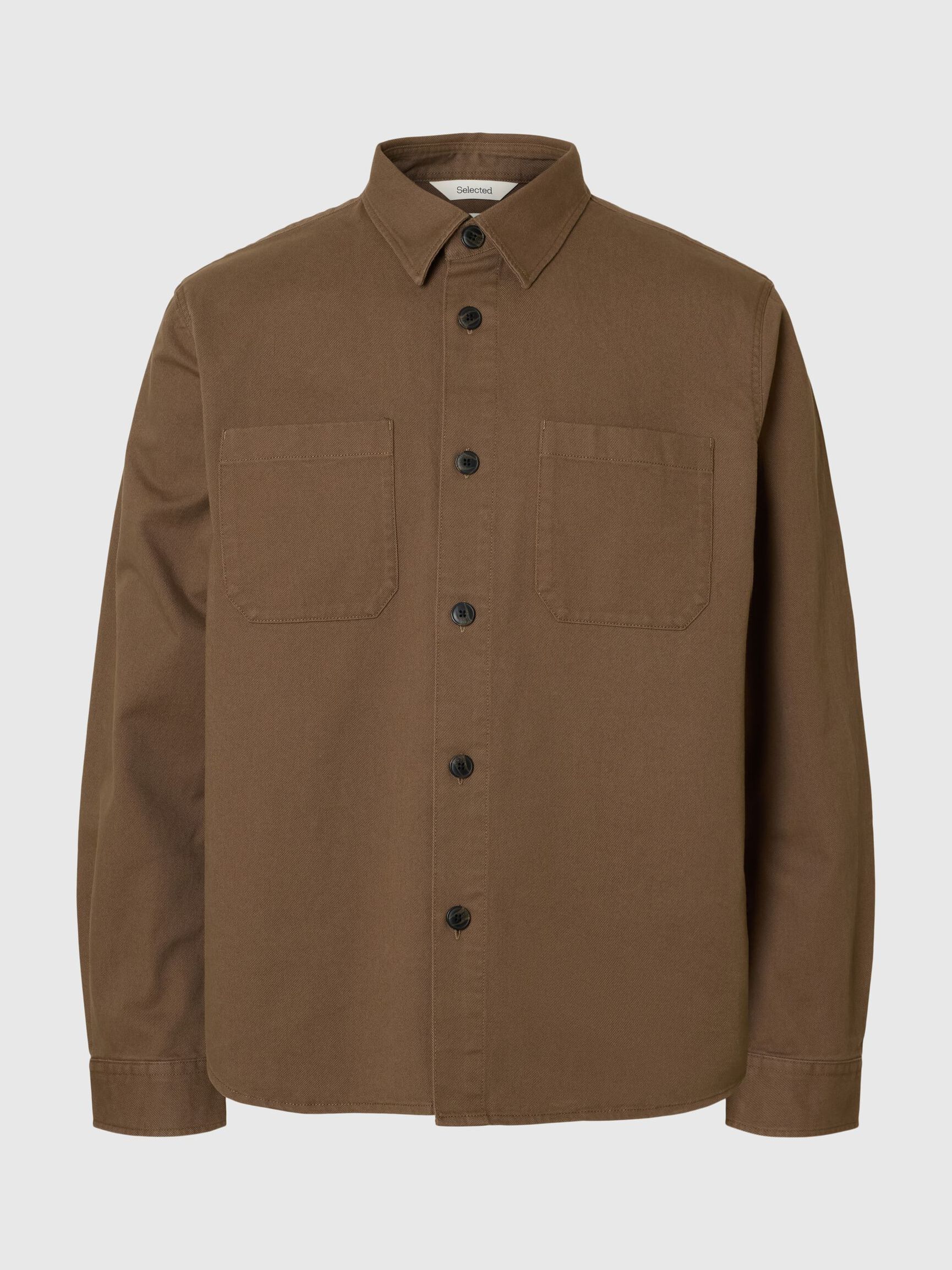 REGULAR FIT TWILL OVERSHIRT, Chocolate Chip, highres