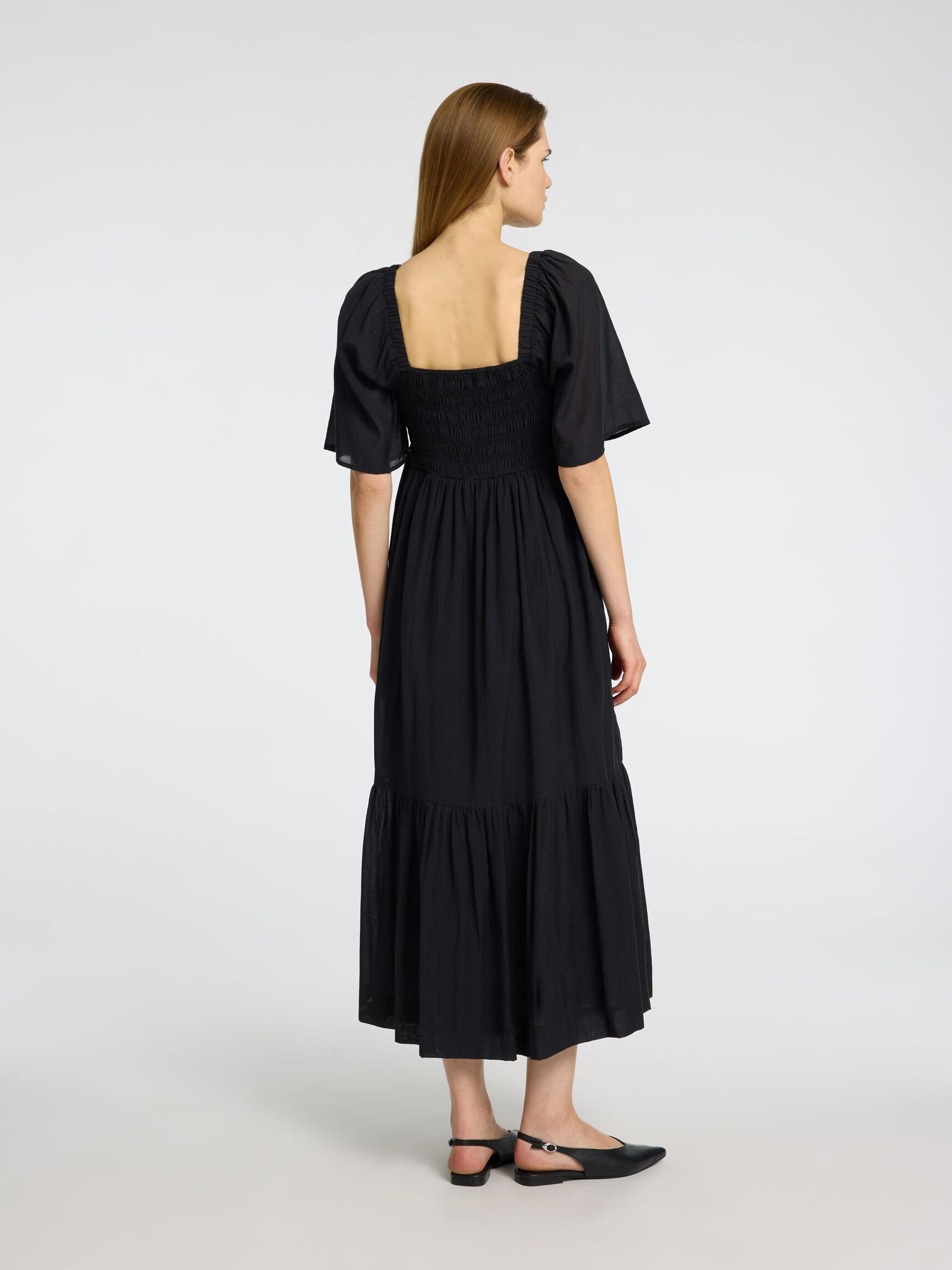SHORT SLEEVED MAXI DRESS, Black, highres