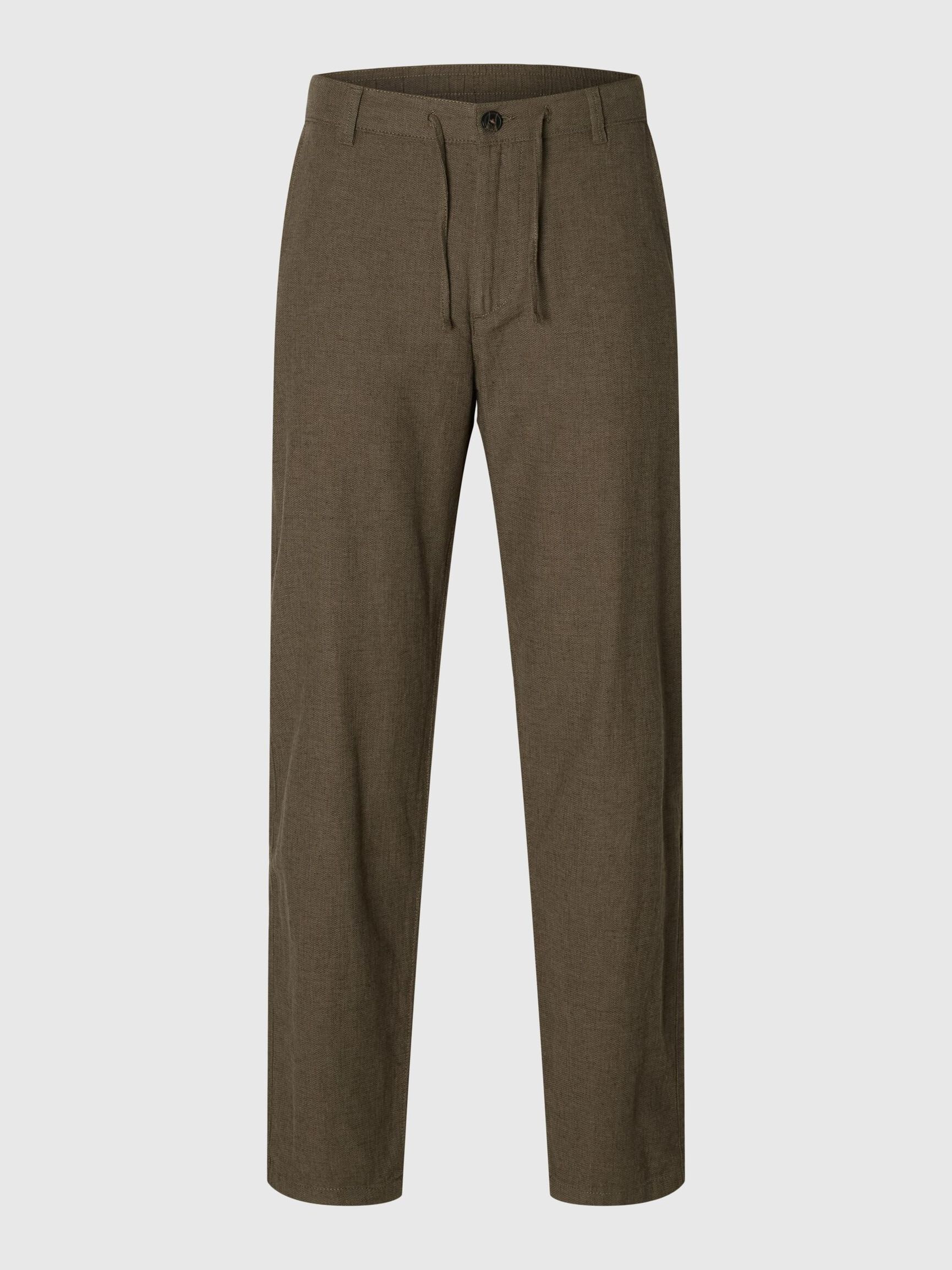 SLIM TAPERED LINEN BLEND TROUSERS, Forest Night, highres