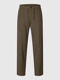 SLIM TAPERED LINEN BLEND TROUSERS, Forest Night, highres
