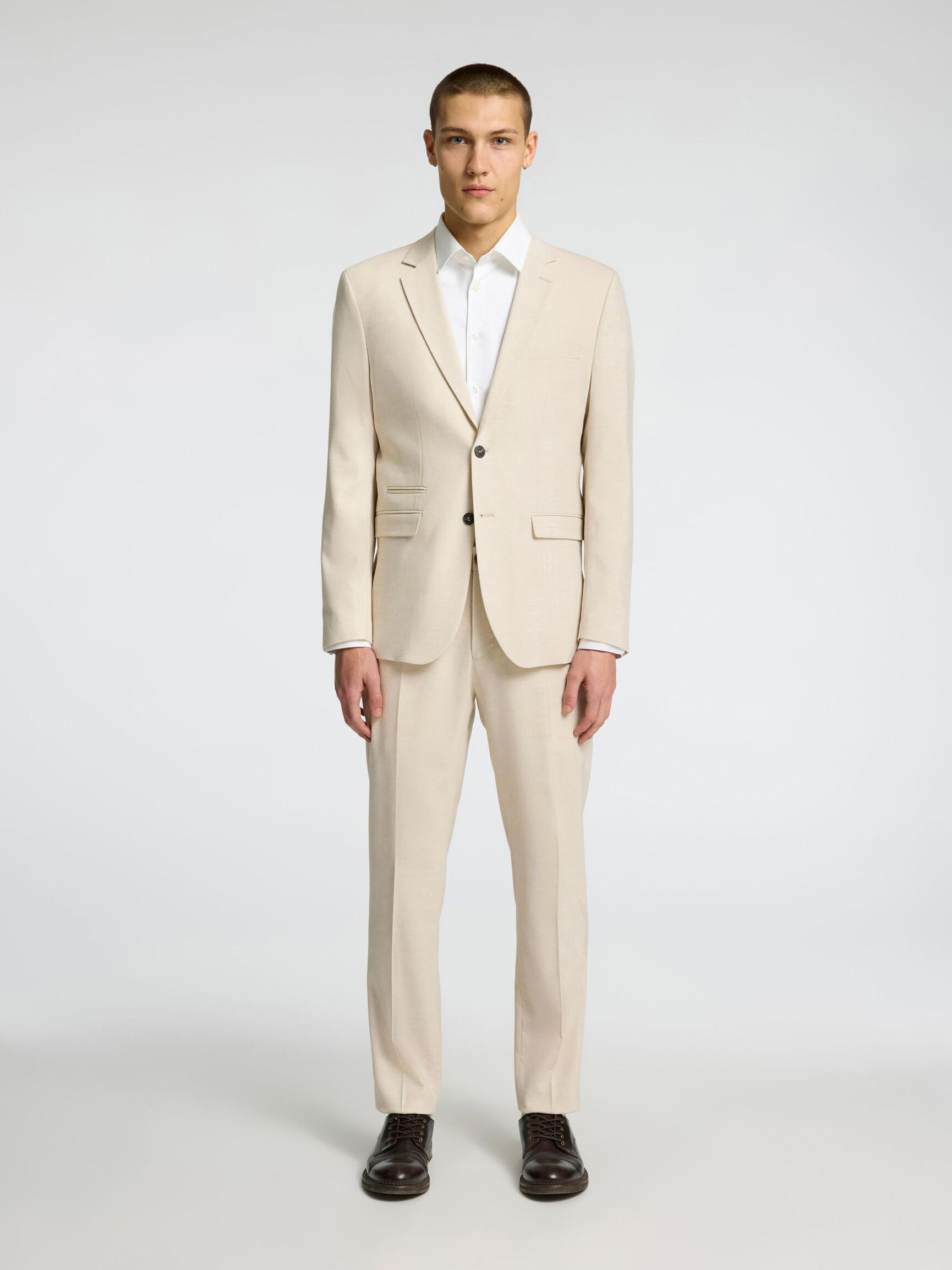 SINGLE BREASTED SLIM-FIT BLAZER, Egret, highres