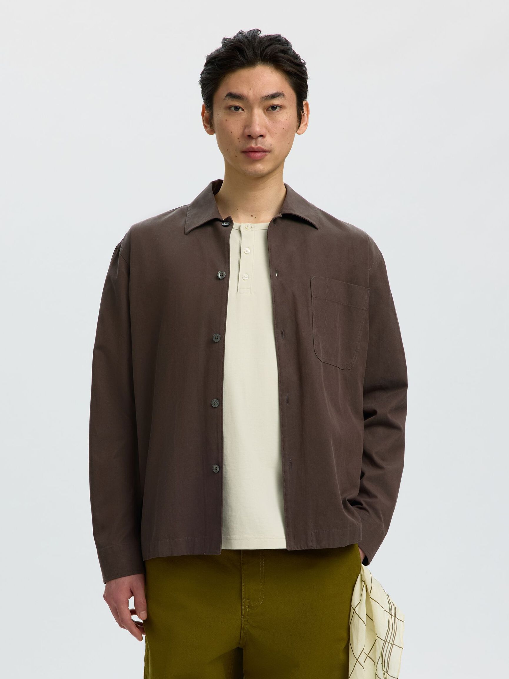 RELAXED FIT OVERSHIRT, Turkish Coffee, highres