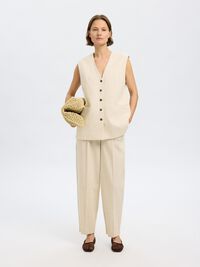 CINTURA ALTA PANTALONES FIT CORTE BARREL, Sandshell, highres