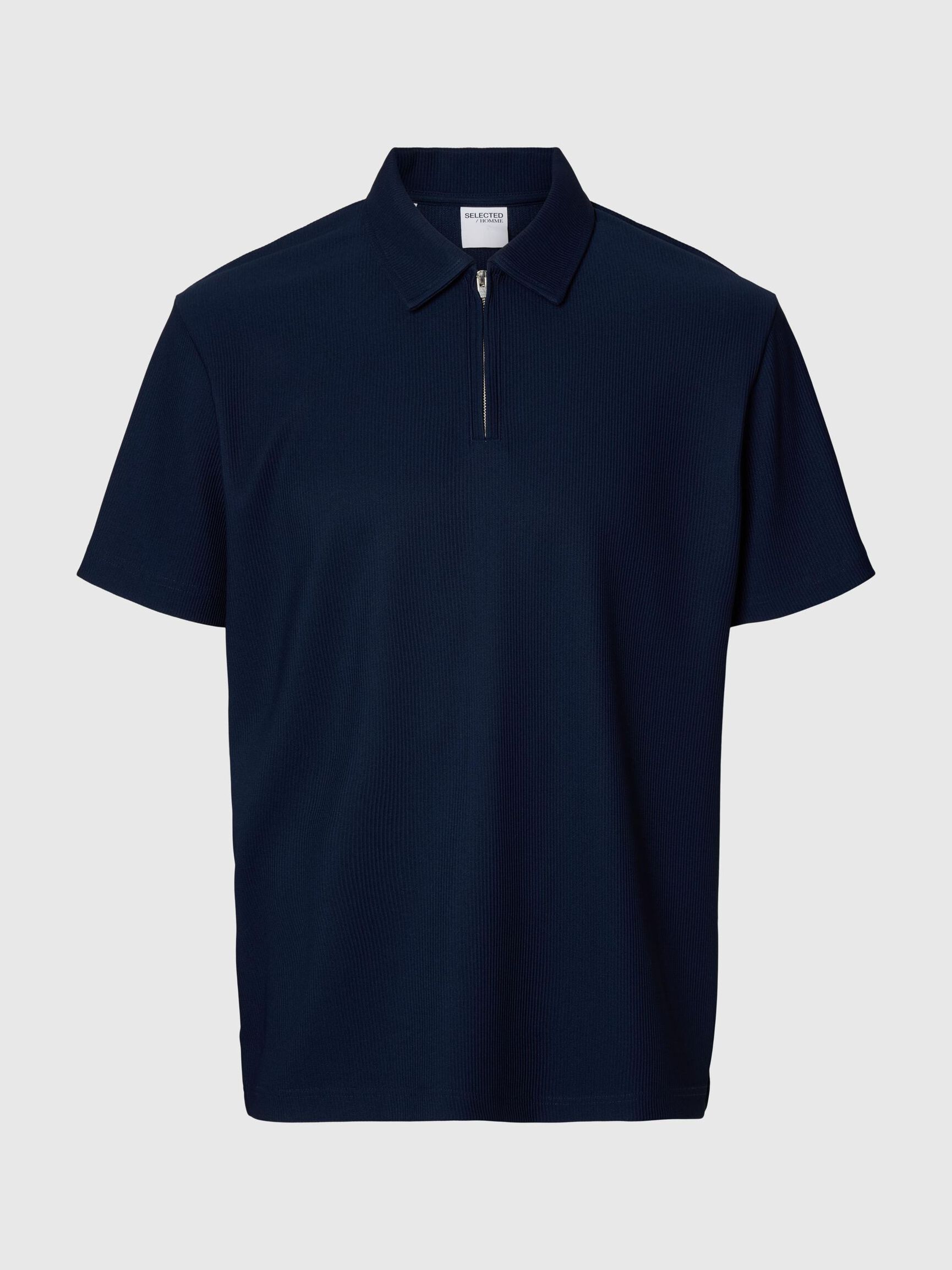 HALF-ZIP PLISSEE POLO SHIRT, Black Iris, highres
