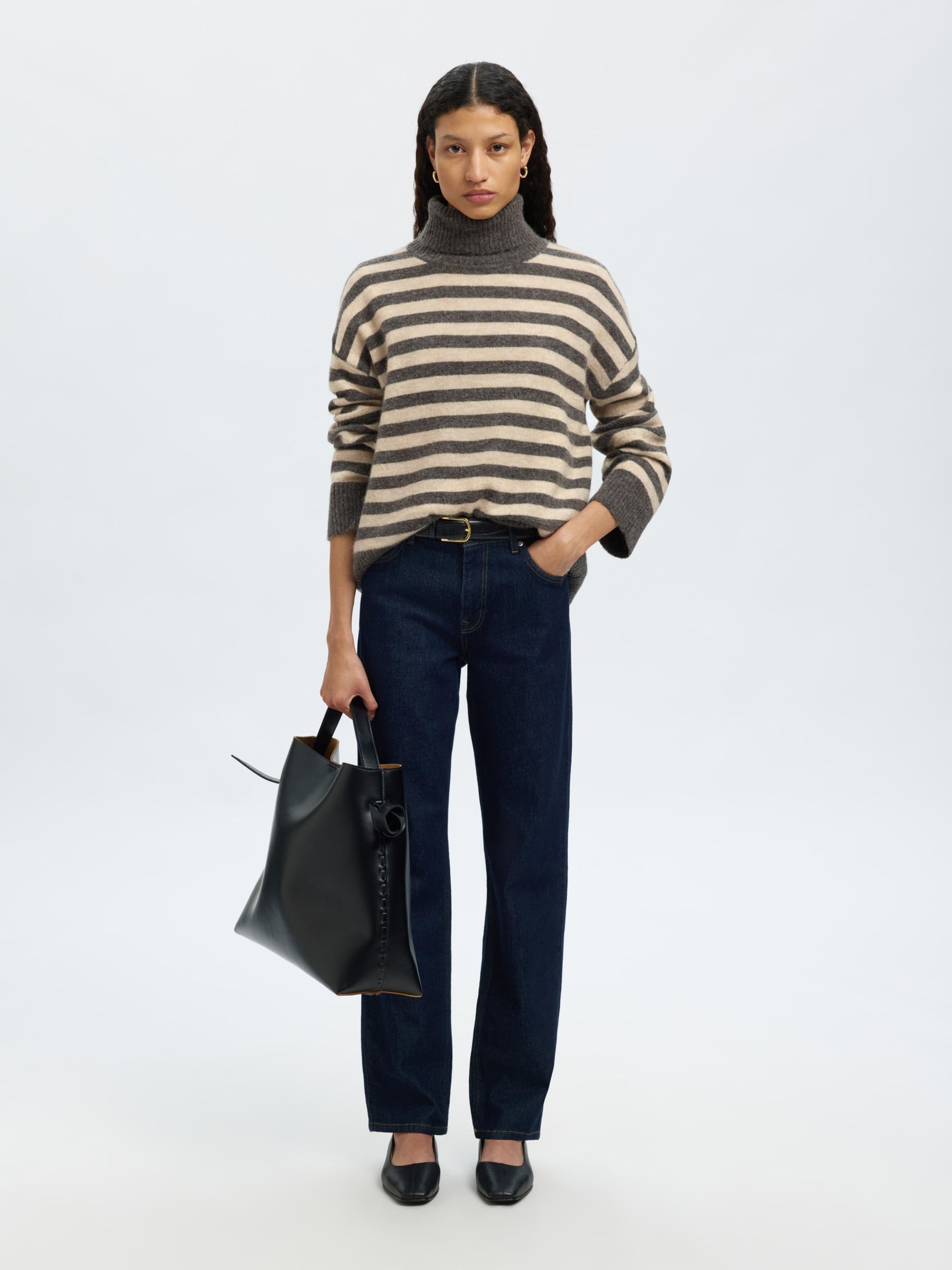 WOOL BLEND TURTLENECK, Medium Grey Melange, highres