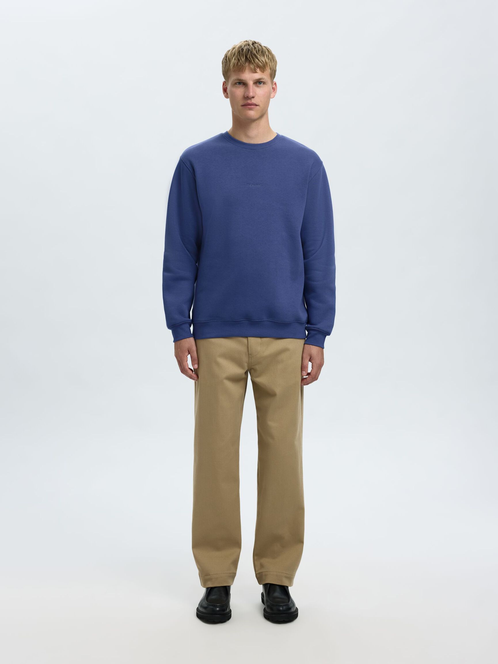 EMBROIDERED SWEATSHIRT, Blue Indigo, highres