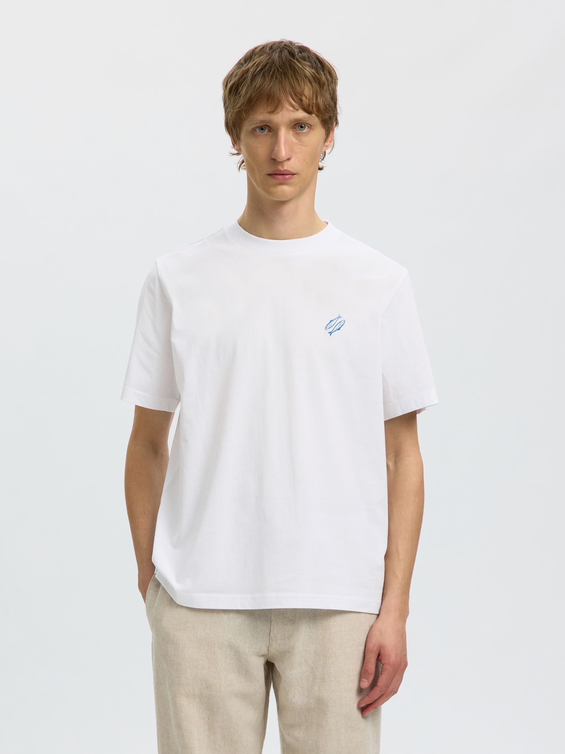 EMBROIDERED T-SHIRT, Bright White, highres