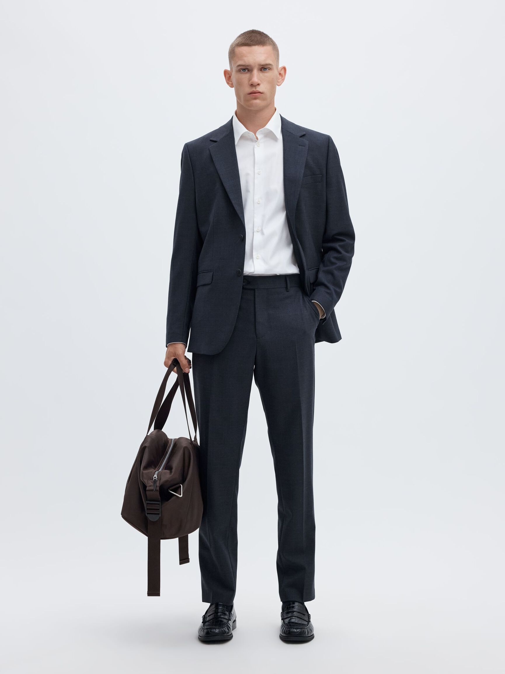 WOOL BLEND BLAZER, Sky Captain, highres