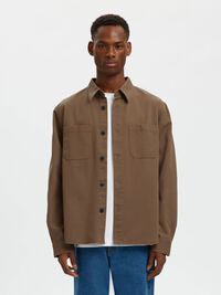 REGULAR FIT TWILL OVERSHIRT, Chocolate Chip, highres