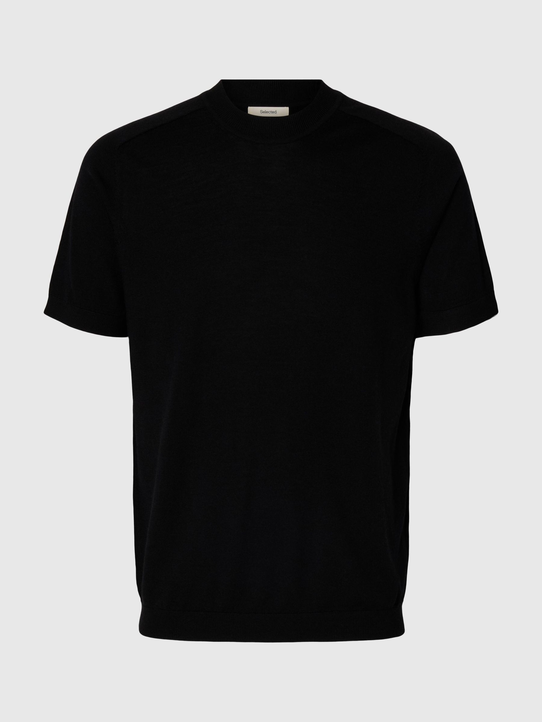 100% MERINO WOOL T-SHIRT, Black, highres