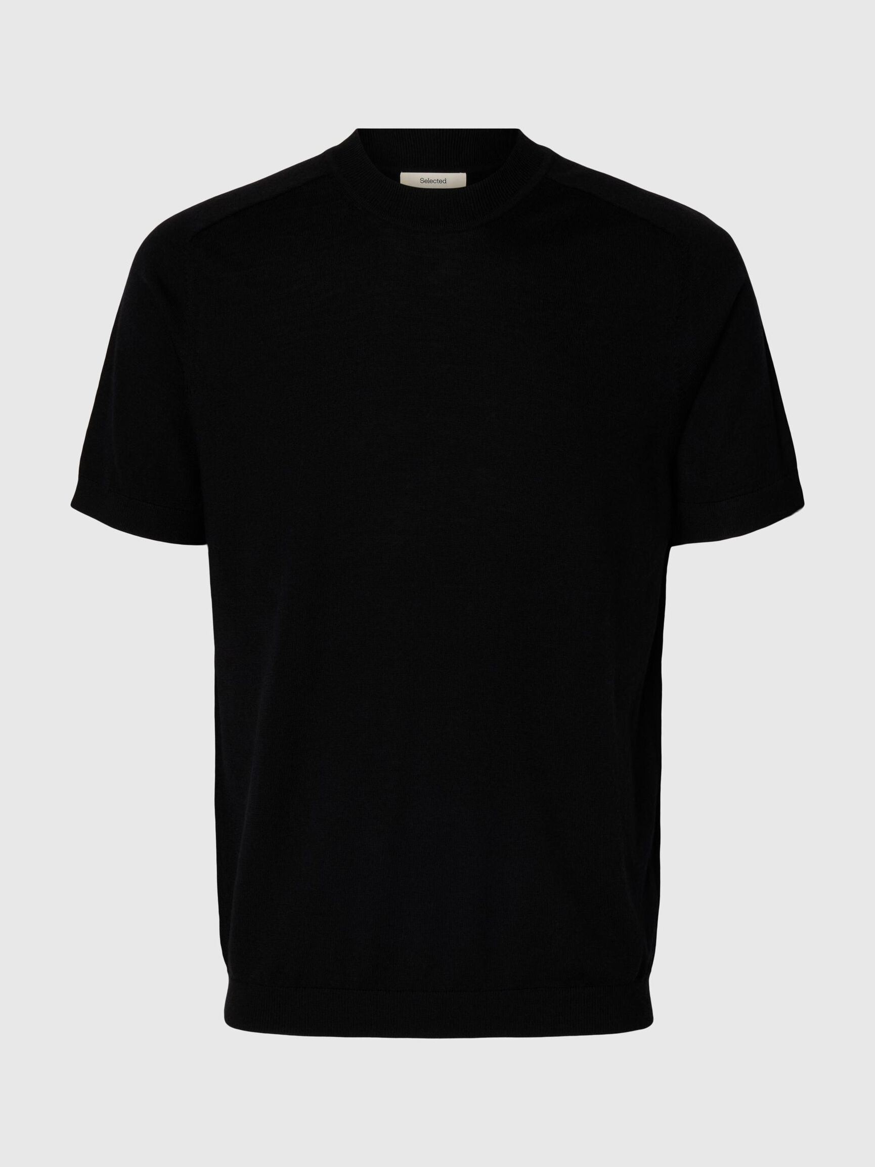 100% MERINO WOOL T-SHIRT, Black, highres