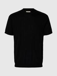 100% MERINO WOOL T-SHIRT, Black, highres