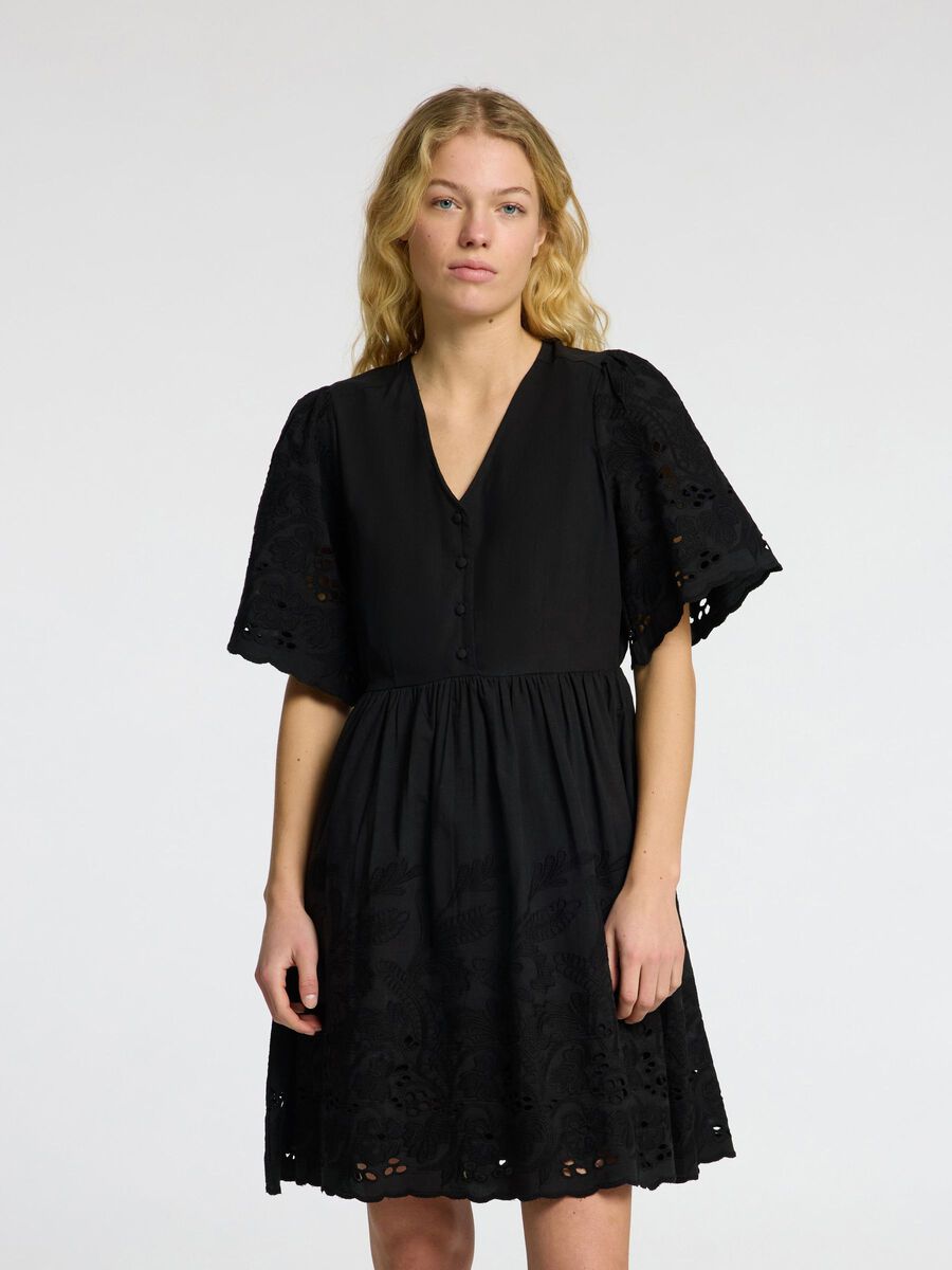 Selected EMBROIDERED MINI DRESS, Black, highres - 16096439_Black_003.jpg