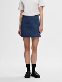 DENIM WRAP SKIRT, Medium Blue Denim, highres