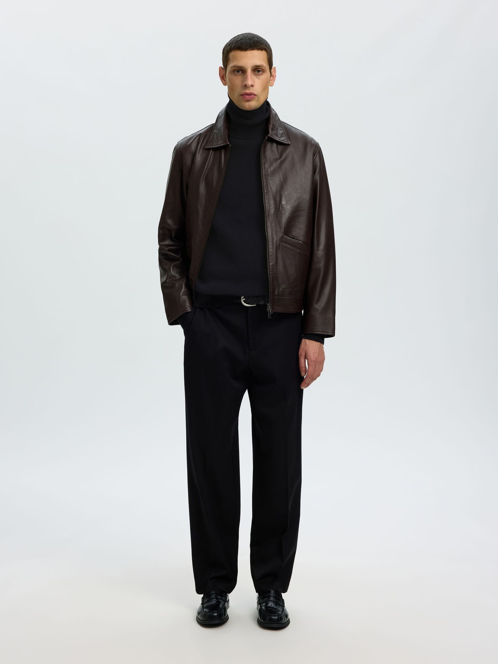 BAUMWOLL ROLLKRAGENPULLOVER, Black, highres