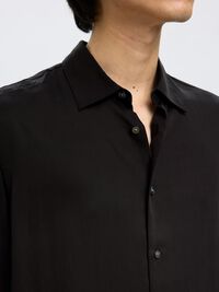 RELAXED FIT SATIN SHIRT, Black, highres