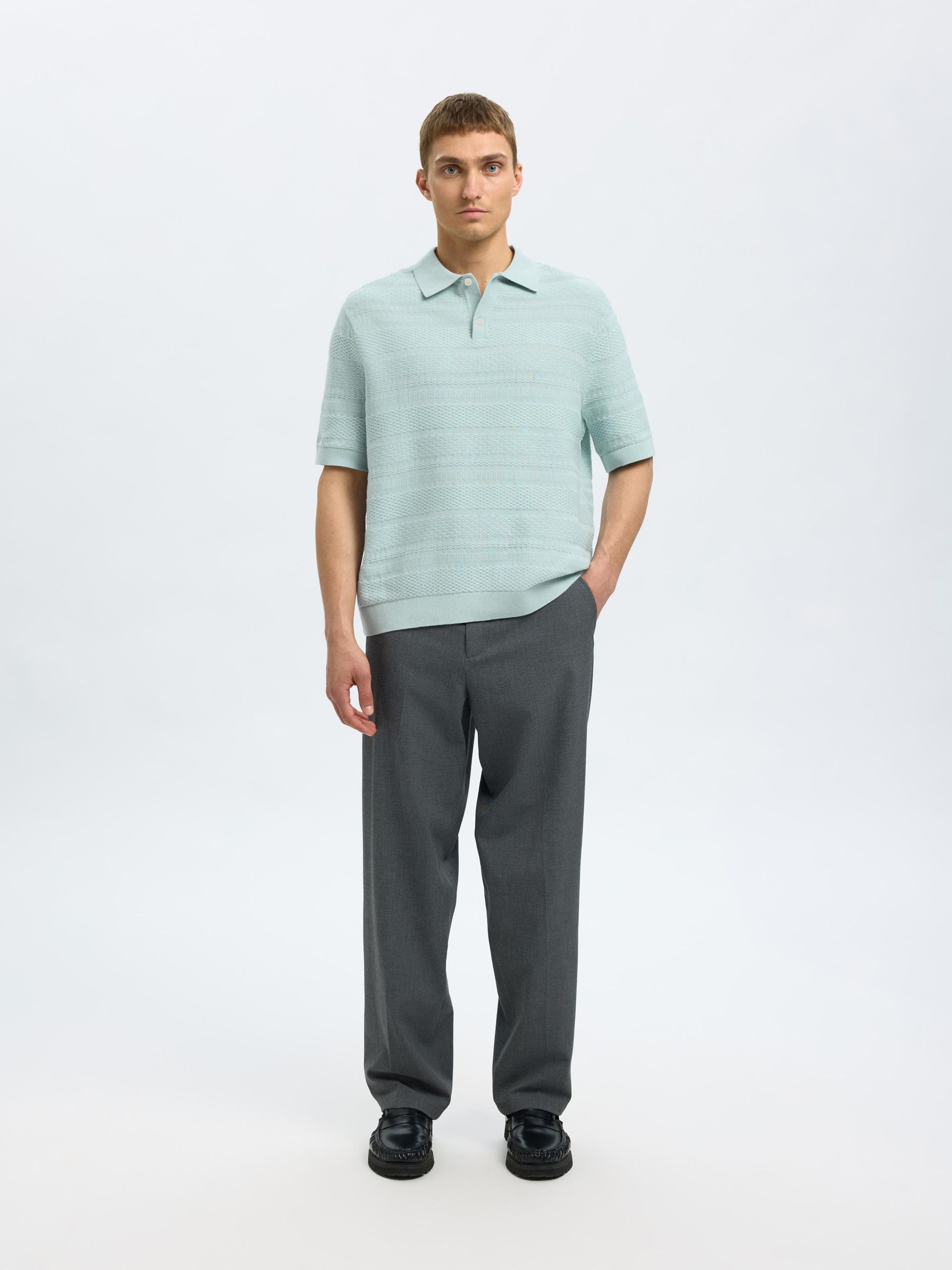TEXTURÉ POLO EN MAILLE, Winter Sky, highres