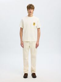 REGULAR FIT PRINTED CREWNECK T-SHIRT, Egret, highres