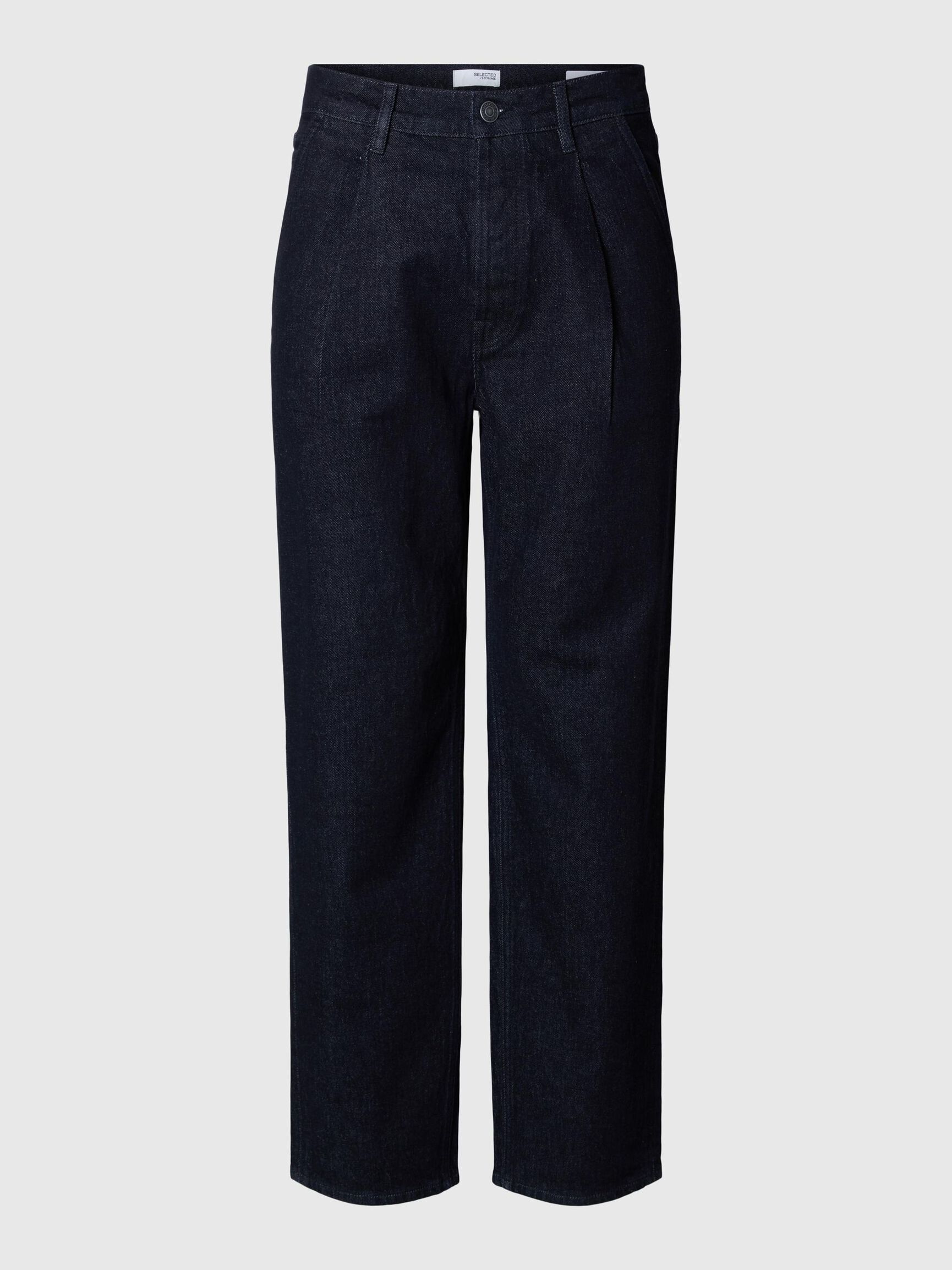220 PLEATED LOOSE FIT JEANS, Dark Blue Denim, highres