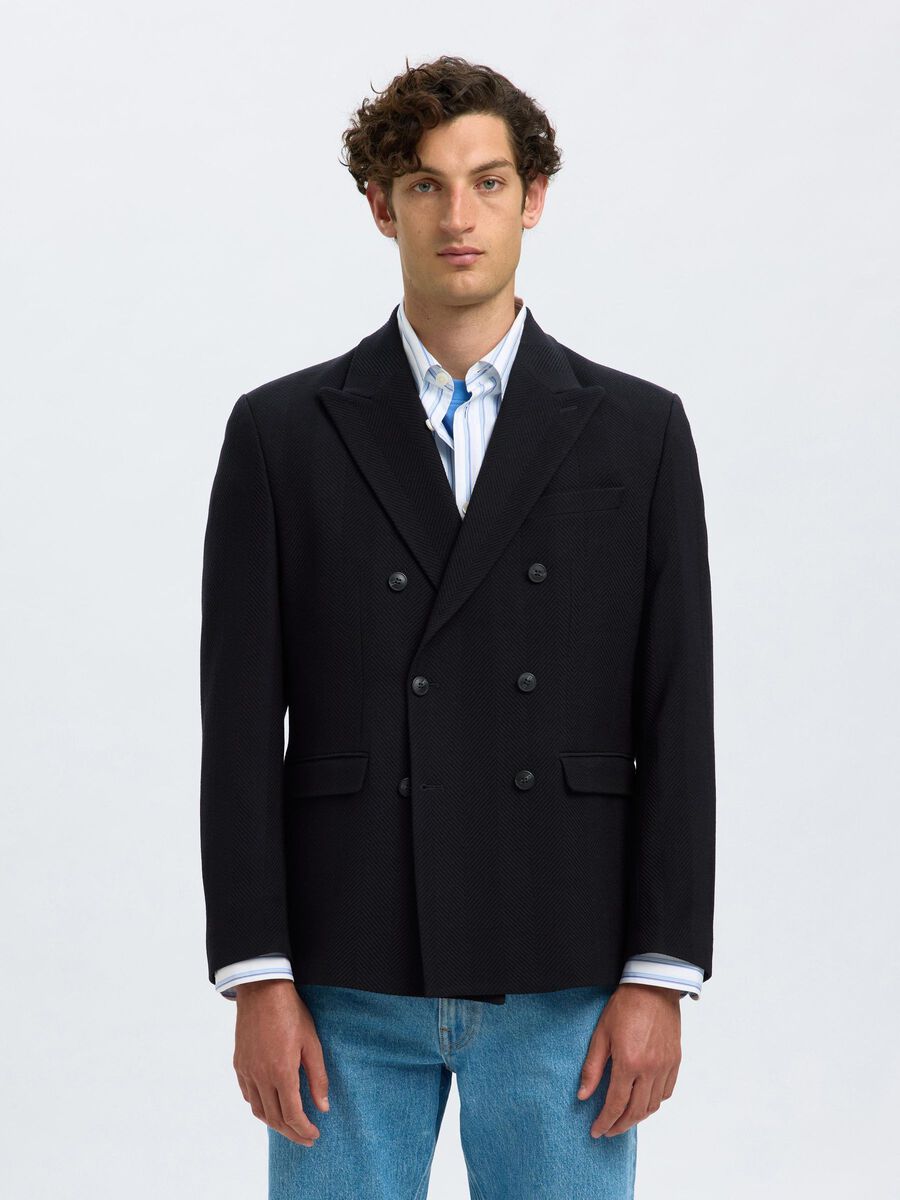 Product tile image - WOOL DOUBLE-BREASTED BLAZER, Dark Navy | 16098734_DarkNavy_1207624