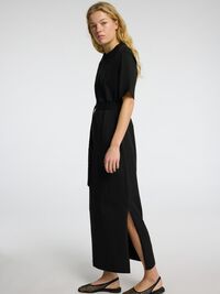 MAXI KLEID MIT KURZEN ÄRMELN, Black, highres