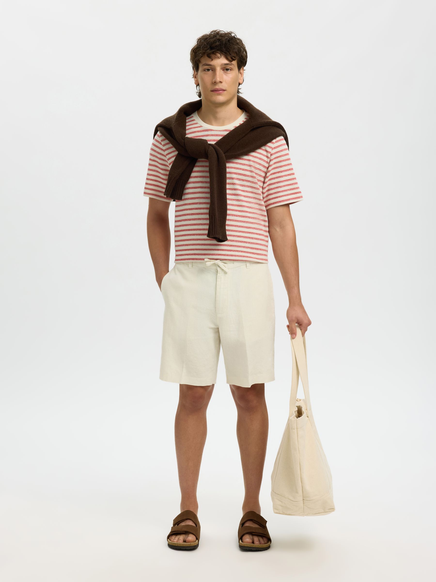 STRIPED T-SHIRT, Egret, highres