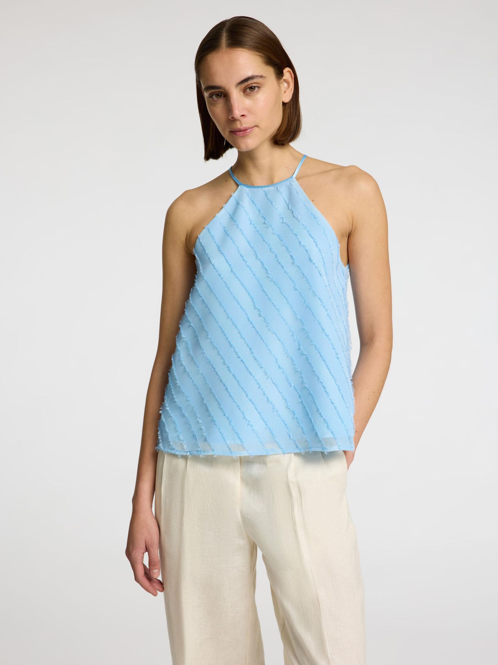 SANS MANCHES TOP DOS NU, Cerulean, highres