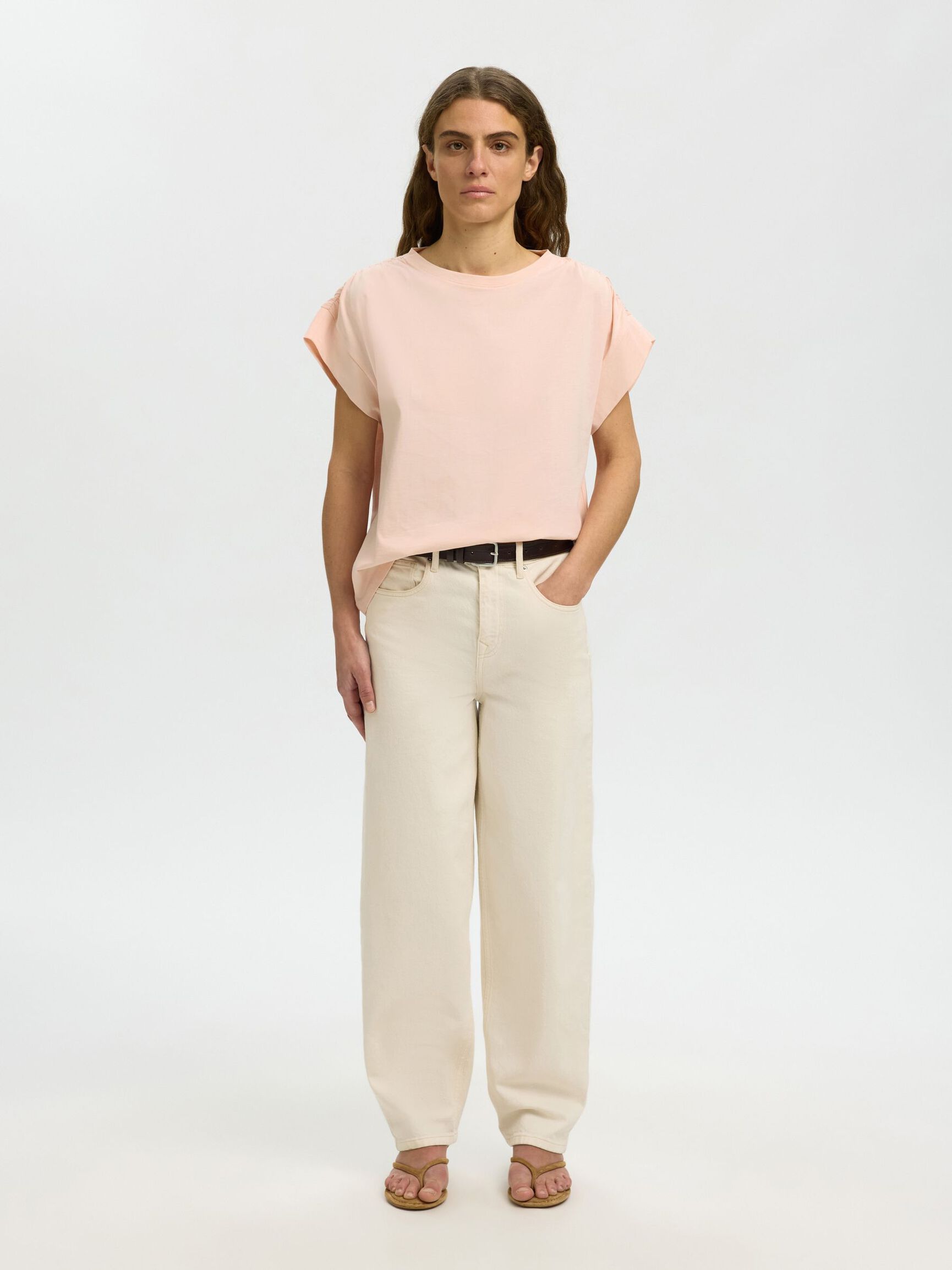 COTTON SHORT SLEEVED TOP, Pale Dogwood, highres