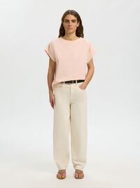 COTTON SHORT SLEEVED TOP, Pale Dogwood, highres