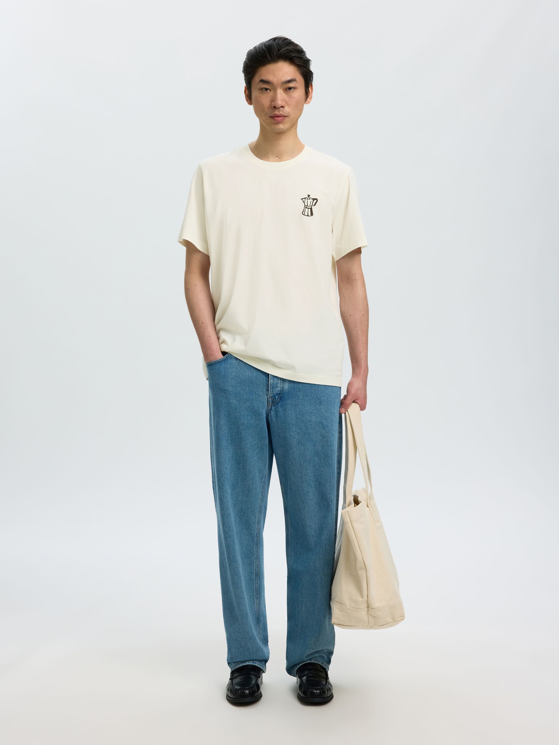 REGULAR FIT BOMULD T-SHIRT, Egret, highres