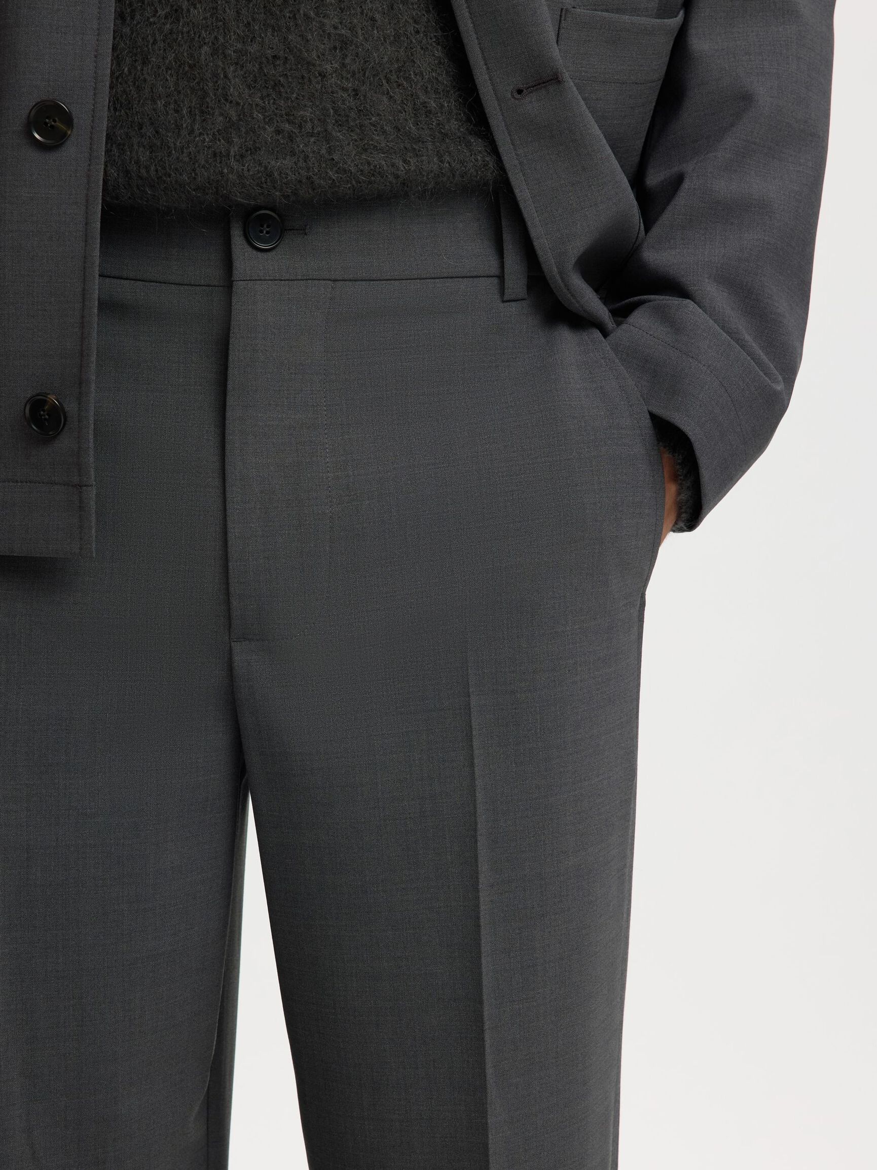 RELAXED FIT ANZUGHOSE, Asphalt, highres