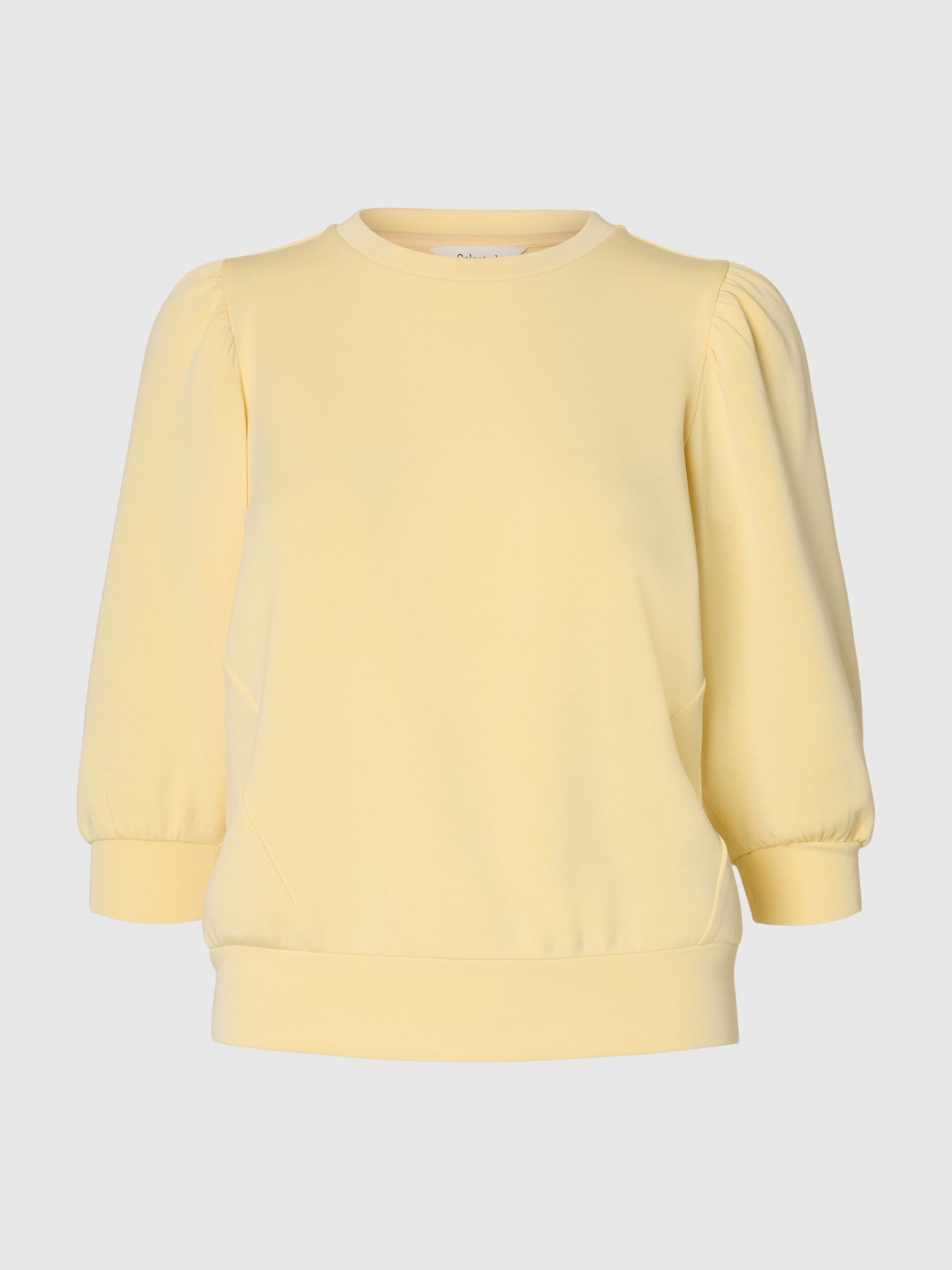 PUFF SLEEVE SWEATSHIRT, Italian Straw, highres