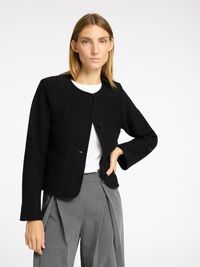 100 % LAINE CARDIGAN EN MAILLE, Black, highres