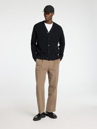 RELAXED FIT WOLLGEMISCH STRICKJACKE, Black, highres