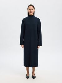 MAXI GEBREIDE JURK, Dark Sapphire, highres