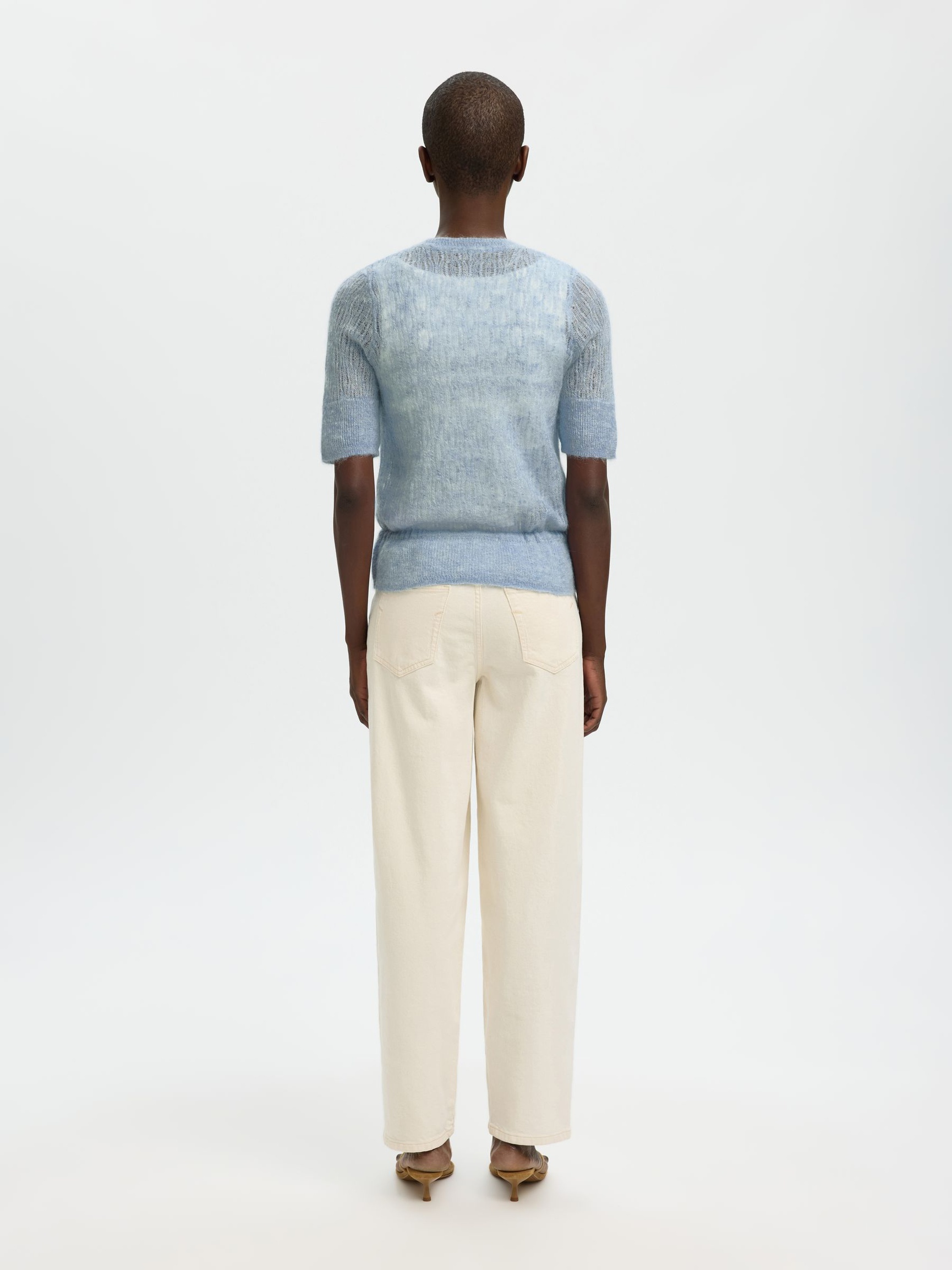 MOHAIR BLEND KNITTED TOP, Dusty Blue, highres