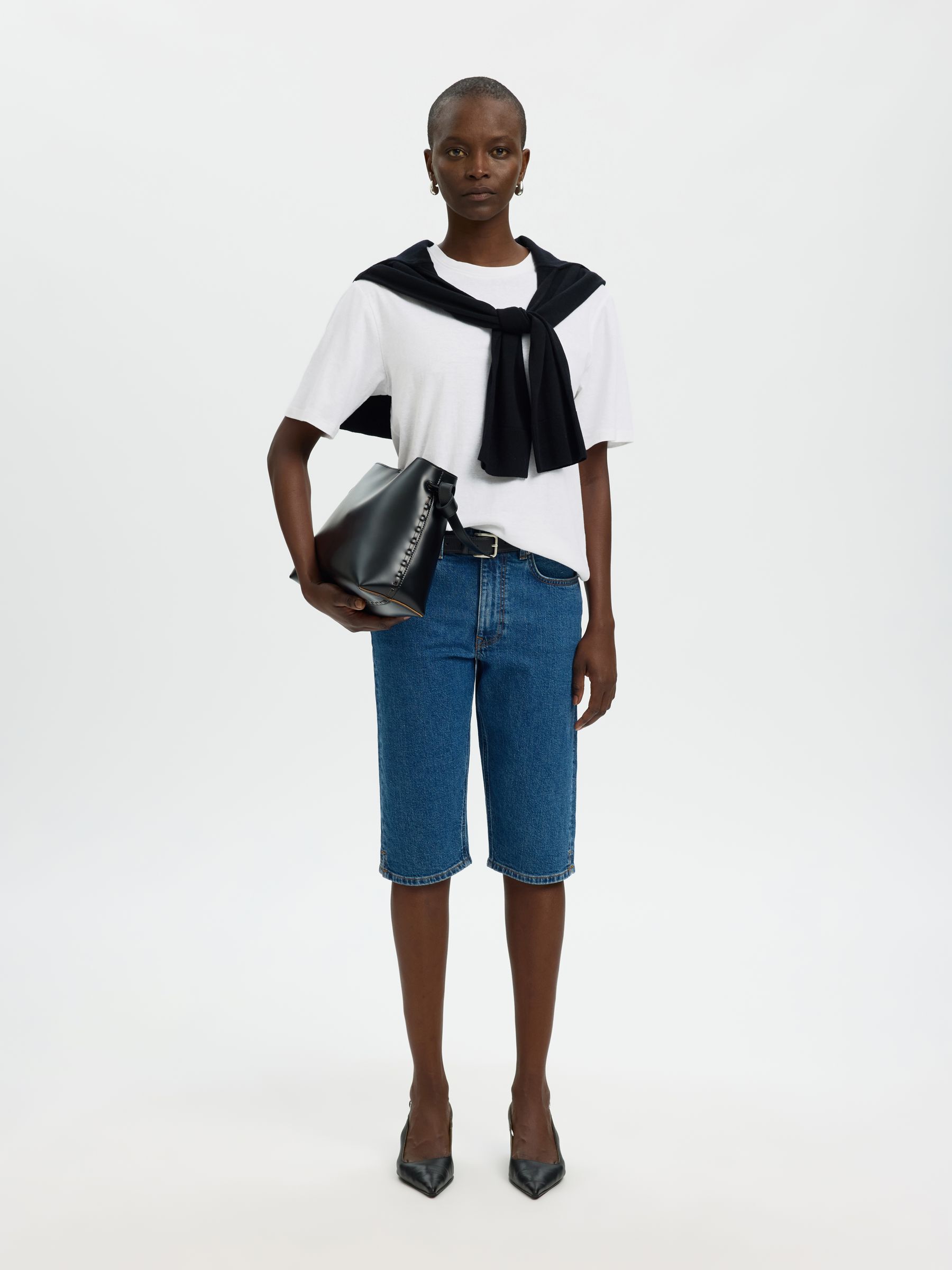 LINEN BLEND T-SHIRT, Bright White, highres