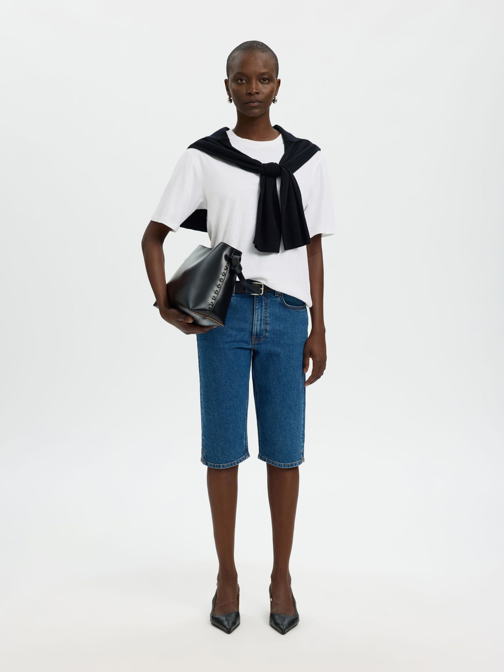 LINEN BLEND T-SHIRT, Bright White, highres