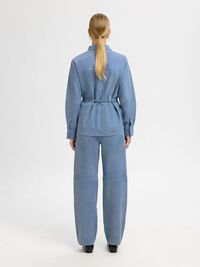 SUEDE TROUSERS, Blue Mirage, highres