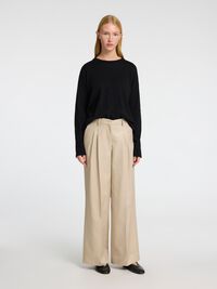 LINEN BLEND KNITTED JUMPER, Black, highres