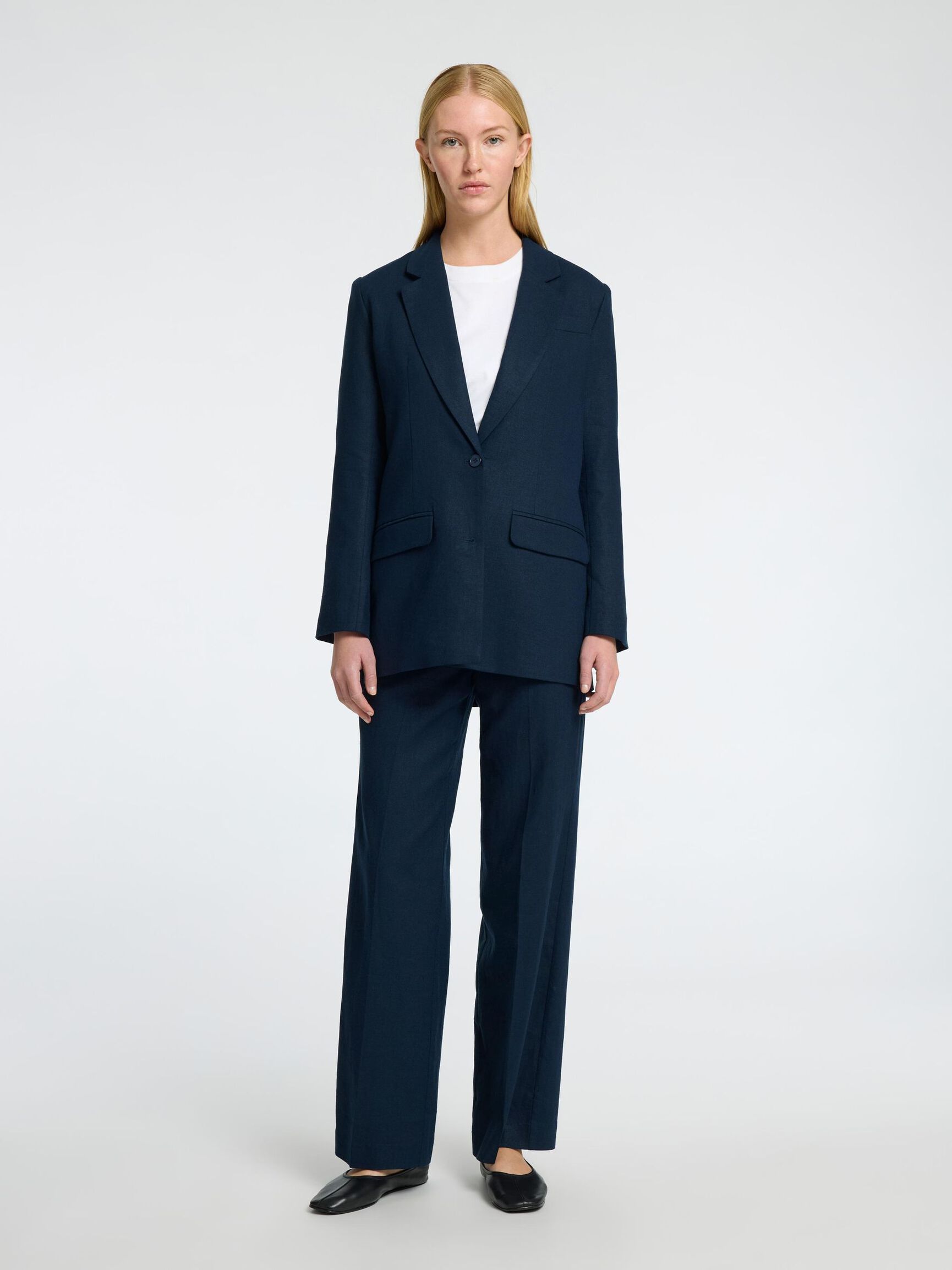 AFSLAPPET PASFORM ENKELTRADET BLAZER, Dark Sapphire, highres